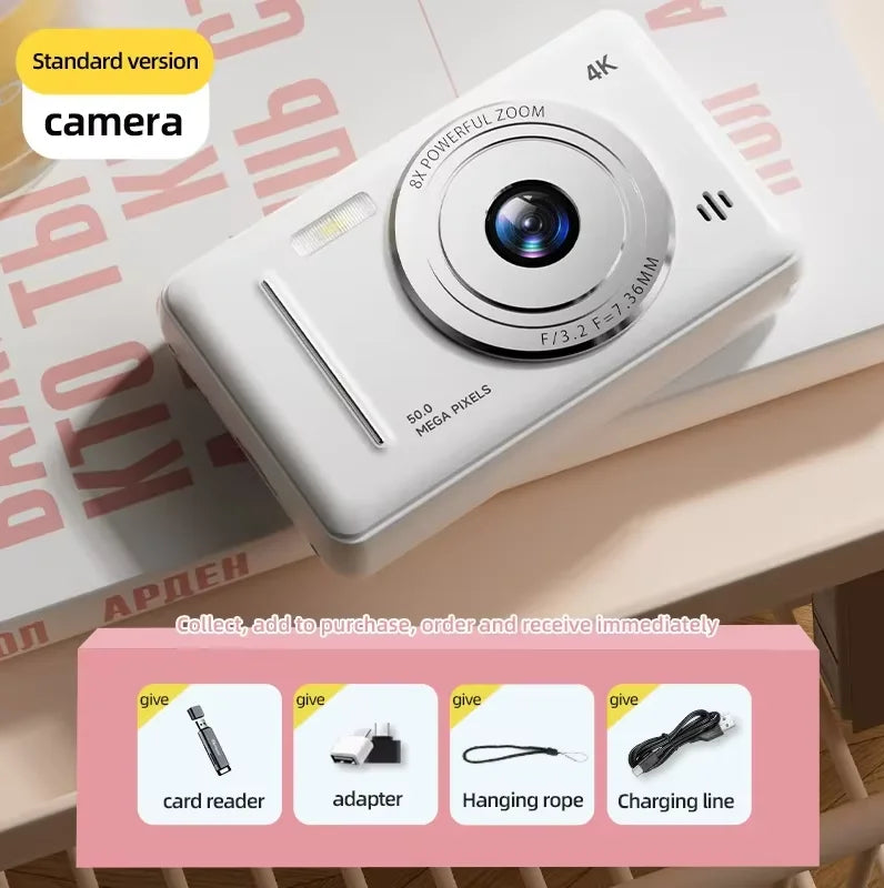 Xiaomi 4K appareil photo numérique rétro CCD Portable carte caméra d'entrée de gamme double caméra Flash 50 millions de Pixels mise au point automatique