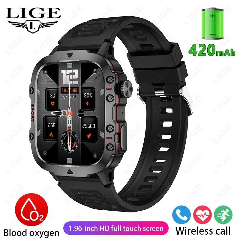 Montre intelligente militaire robuste pour hommes, montres d'extérieur lP68, étanche, 2024 ", voix Al, appel Bluetooth, montre intelligente pour Android LOS, 2.01