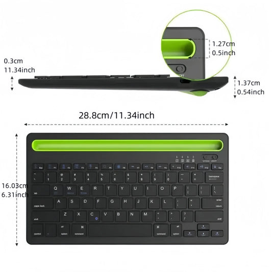 Bluetooth Keyboard Compatible with Android/iOS/Windows systems Suitable for iPad/smartphones/tablets/laptops Built-in stand slot