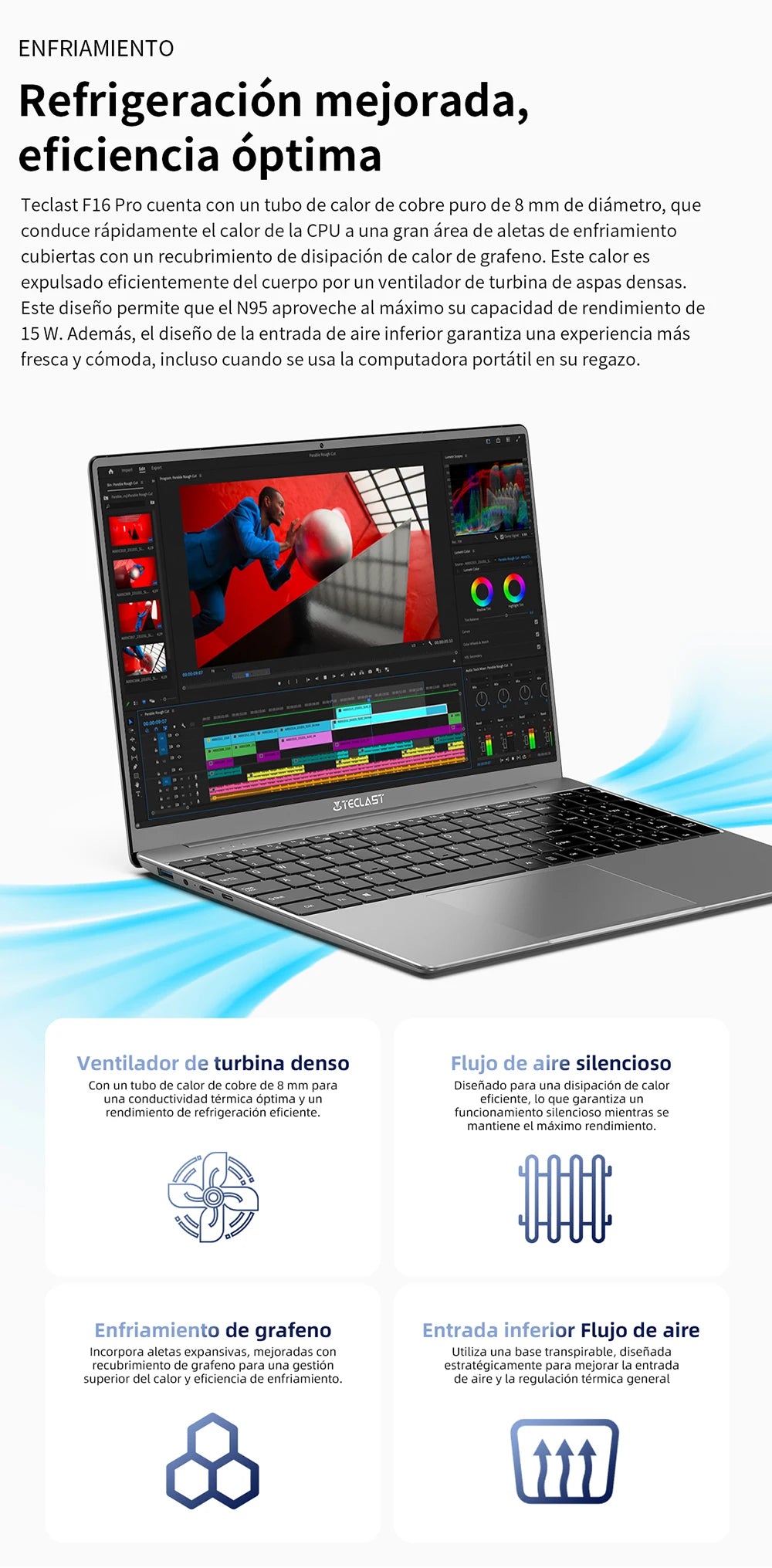 TECLAST-Ordinateur portable F16Pro avec clavier rétro4.2, 15.6 pouces, 16 Go de RAM, 512 Go de SSD, processeur Intel N95, écran IPS FHD 1080P, WiFi 6, BT 5.0, USB 3.2, 38000mWh
