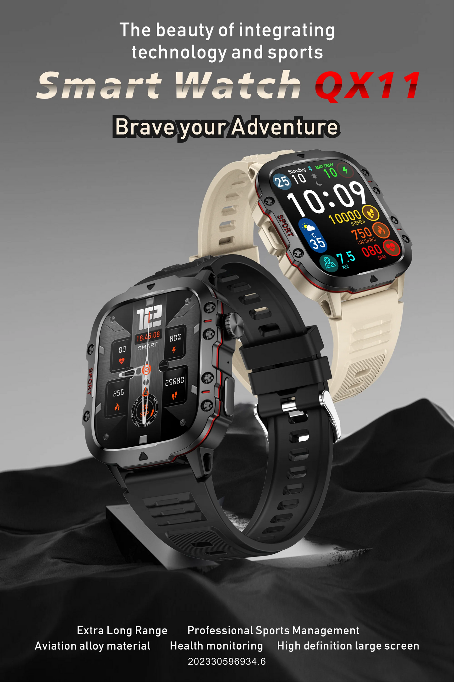 Montre intelligente militaire robuste pour hommes, montres d'extérieur lP68, étanche, 2024 ", voix Al, appel Bluetooth, montre intelligente pour Android LOS, 2.01