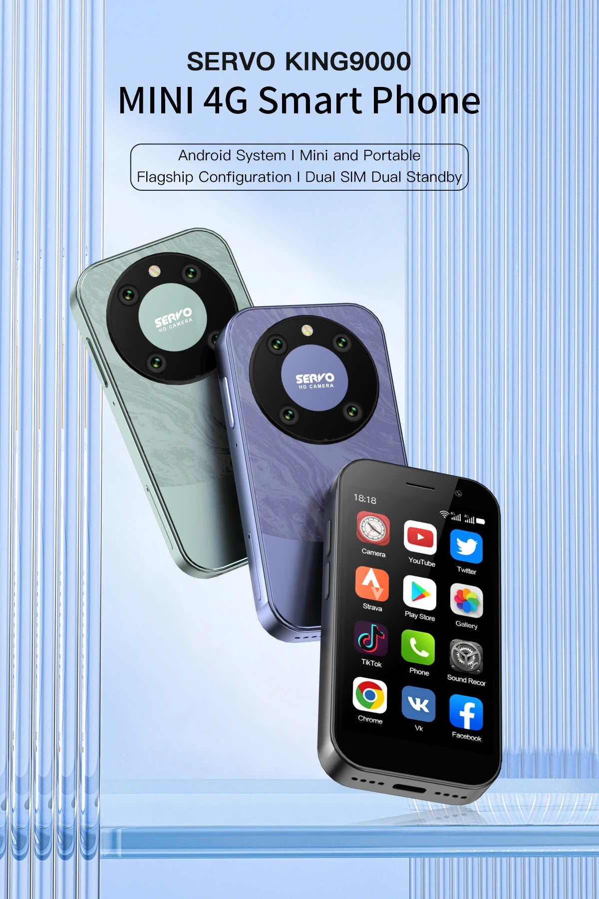 SERVO KING9000, petit téléphone portable Smartphone, écran HD 3.0 ", Android 10.0, réseau 4G, persévérance, 2 Go + 16 Go, 2000mAh,Reconnaissance faciale , mini téléphone portable