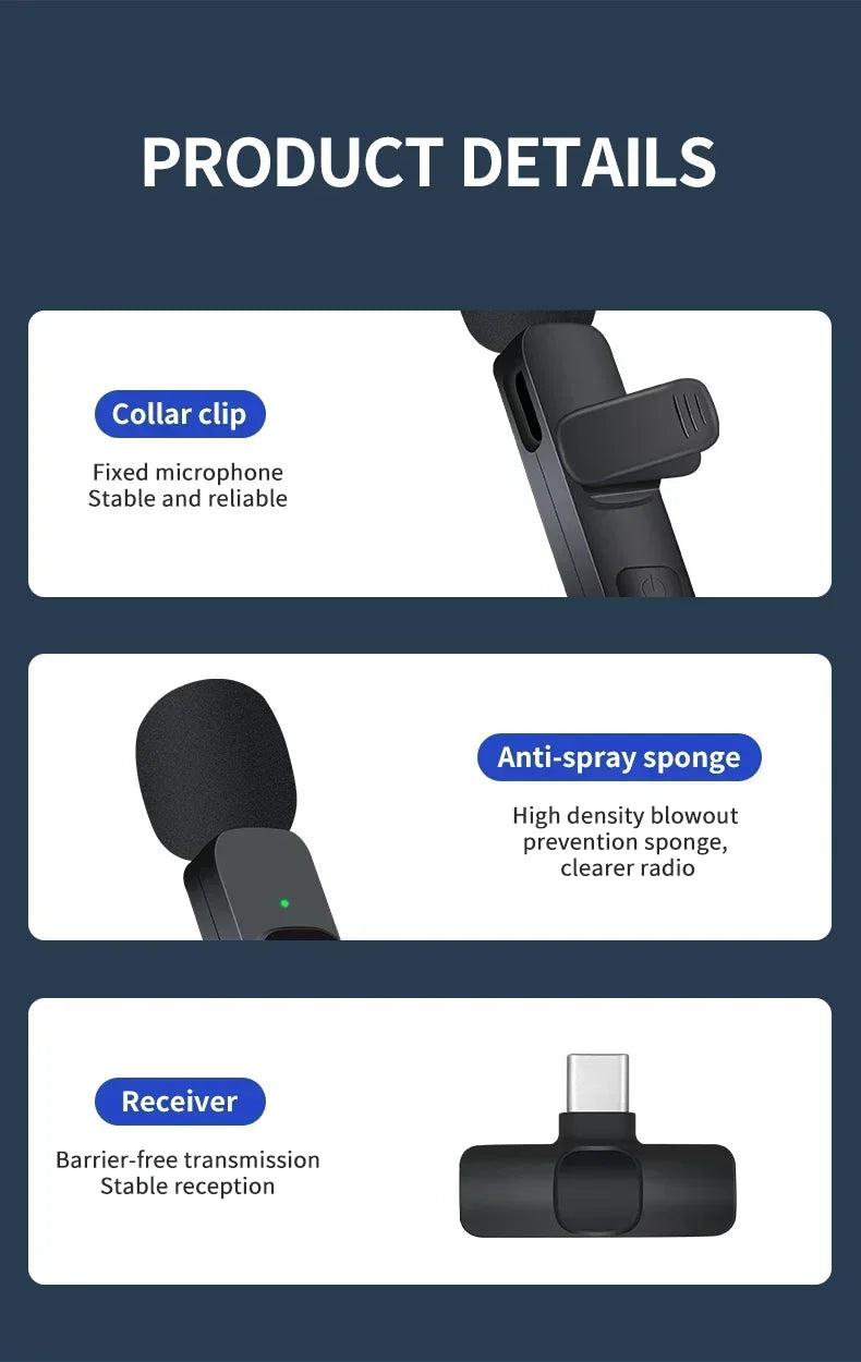 Xiaomi – Mini Microphone Lavalier Portable sans fil, pour diffusion en direct, enregistrement Audio et vidéo de jeu, iPhone et Android