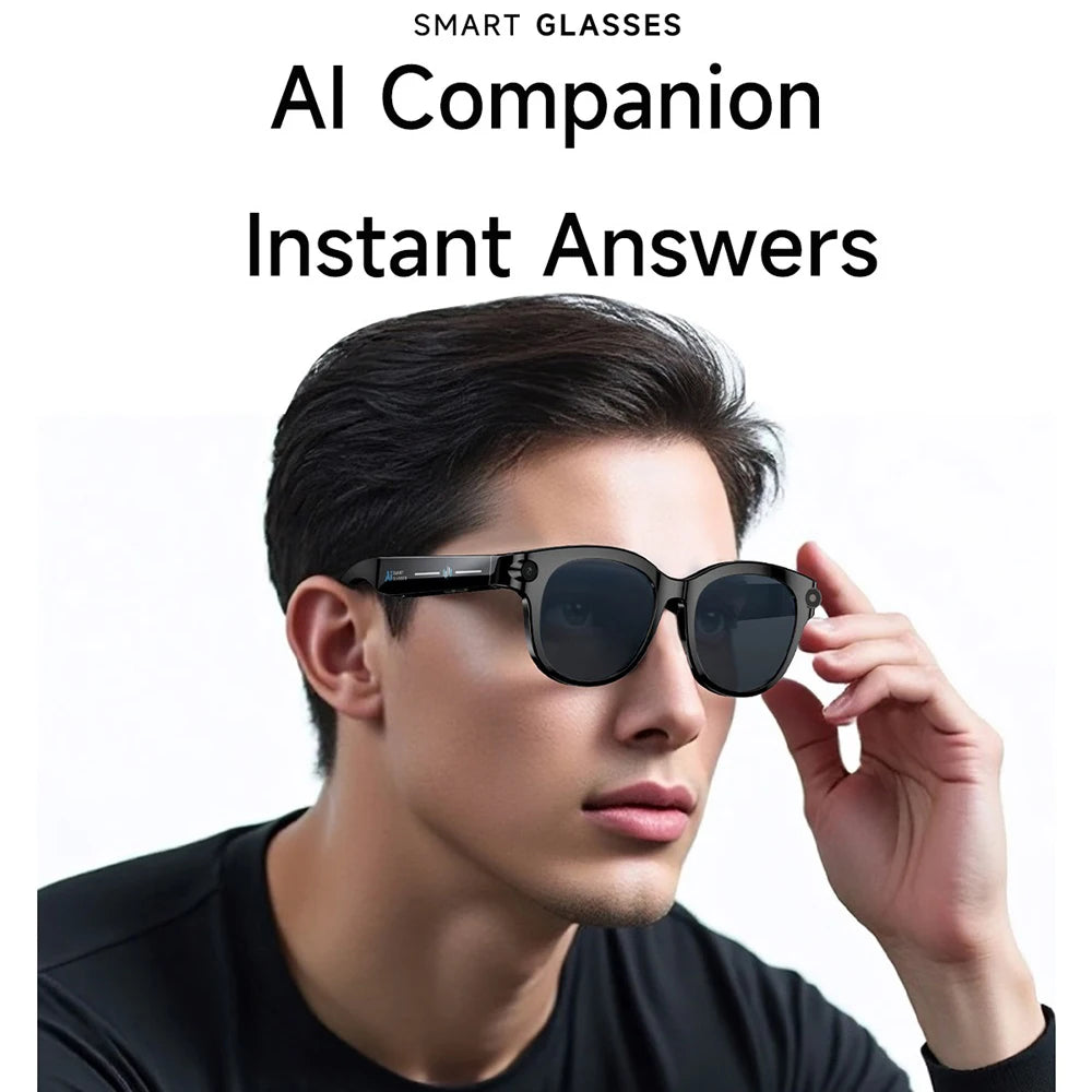 AI lunettes intelligentes traduction en temps réel double caméra Bluetooth appel lunettes de soleil tirer Audio vidéo lecteur de musique multifonctionnel hommes