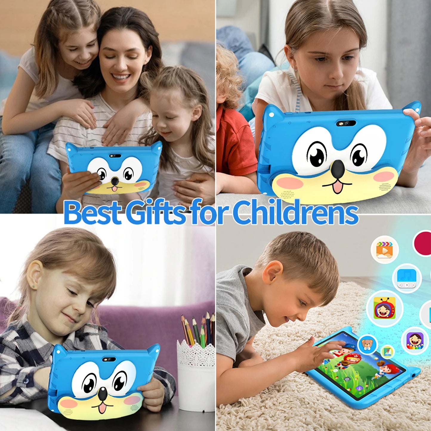 BDF dessin animé modèle 7 pouces enfants tablette Quad Core 4GB RAM 64GB ROM Android 13 Google apprentissage jeux éducatifs tablettes 4000mAh