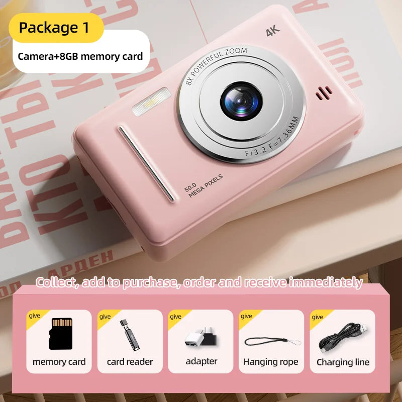 Xiaomi 4K appareil photo numérique rétro CCD Portable carte caméra d'entrée de gamme double caméra Flash 50 millions de Pixels mise au point automatique