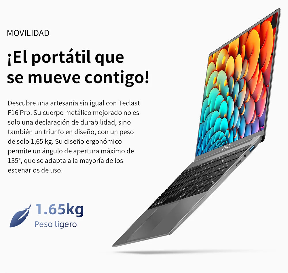 TECLAST-Ordinateur portable F16Pro avec clavier rétro4.2, 15.6 pouces, 16 Go de RAM, 512 Go de SSD, processeur Intel N95, écran IPS FHD 1080P, WiFi 6, BT 5.0, USB 3.2, 38000mWh