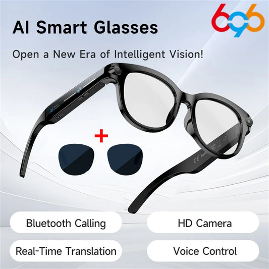 AI lunettes intelligentes traduction en temps réel double caméra Bluetooth appel lunettes de soleil tirer Audio vidéo lecteur de musique multifonctionnel hommes