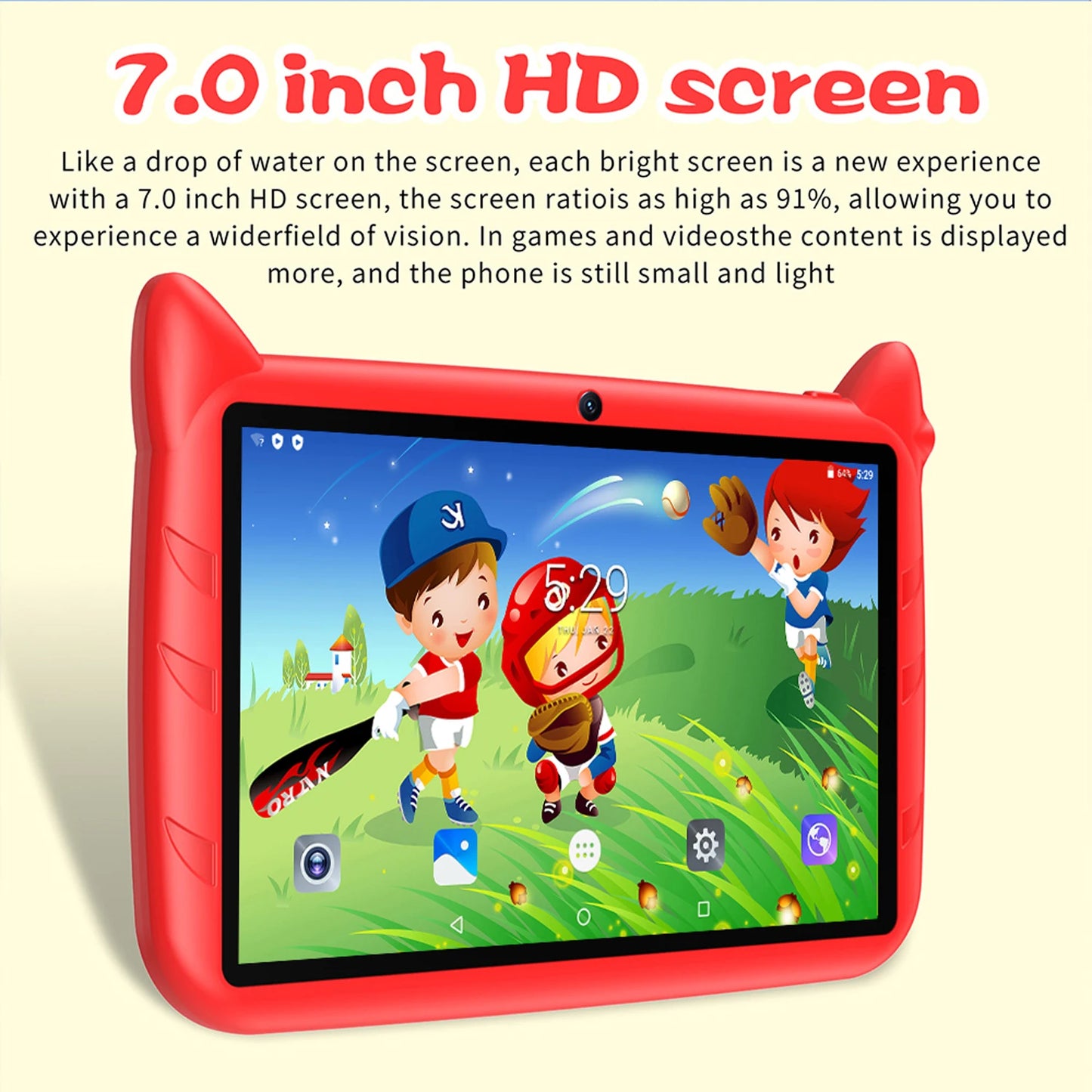 BDF dessin animé modèle 7 pouces enfants tablette Quad Core 4GB RAM 64GB ROM Android 13 Google apprentissage jeux éducatifs tablettes 4000mAh