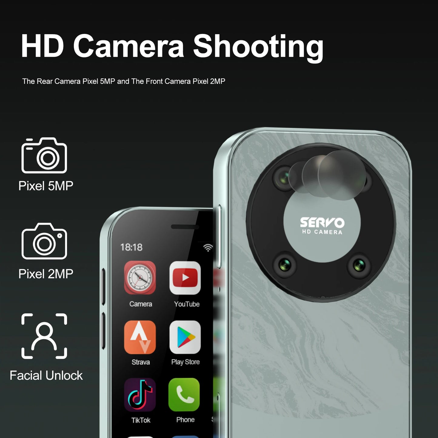 SERVO KING9000, petit téléphone portable Smartphone, écran HD 3.0 ", Android 10.0, réseau 4G, persévérance, 2 Go + 16 Go, 2000mAh,Reconnaissance faciale , mini téléphone portable