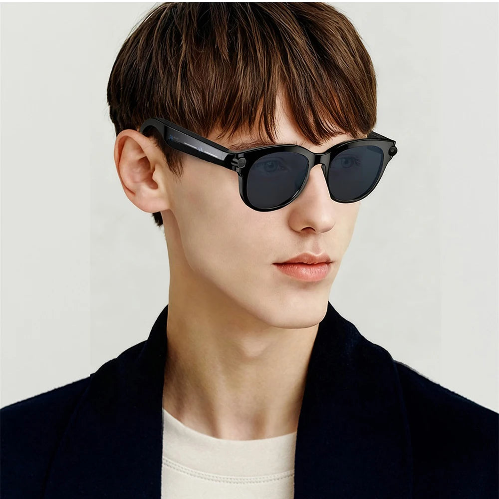 AI lunettes intelligentes traduction en temps réel double caméra Bluetooth appel lunettes de soleil tirer Audio vidéo lecteur de musique multifonctionnel hommes