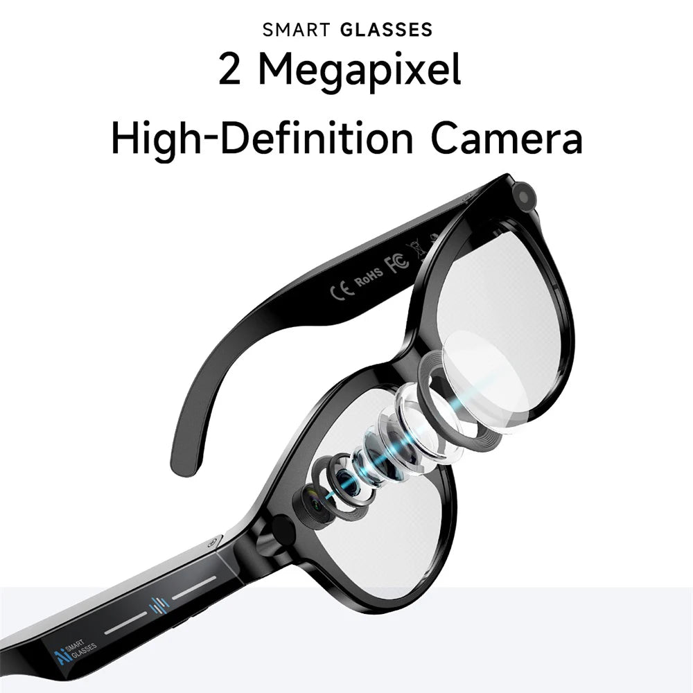 AI lunettes intelligentes traduction en temps réel double caméra Bluetooth appel lunettes de soleil tirer Audio vidéo lecteur de musique multifonctionnel hommes