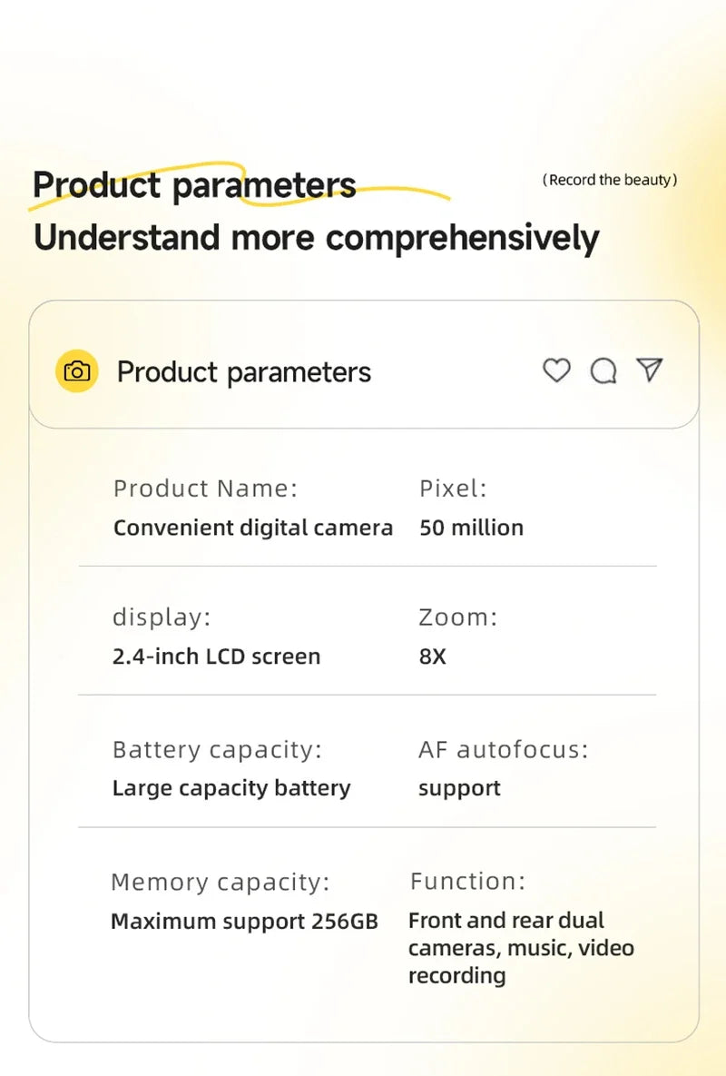 Xiaomi 4K appareil photo numérique rétro CCD Portable carte caméra d'entrée de gamme double caméra Flash 50 millions de Pixels mise au point automatique