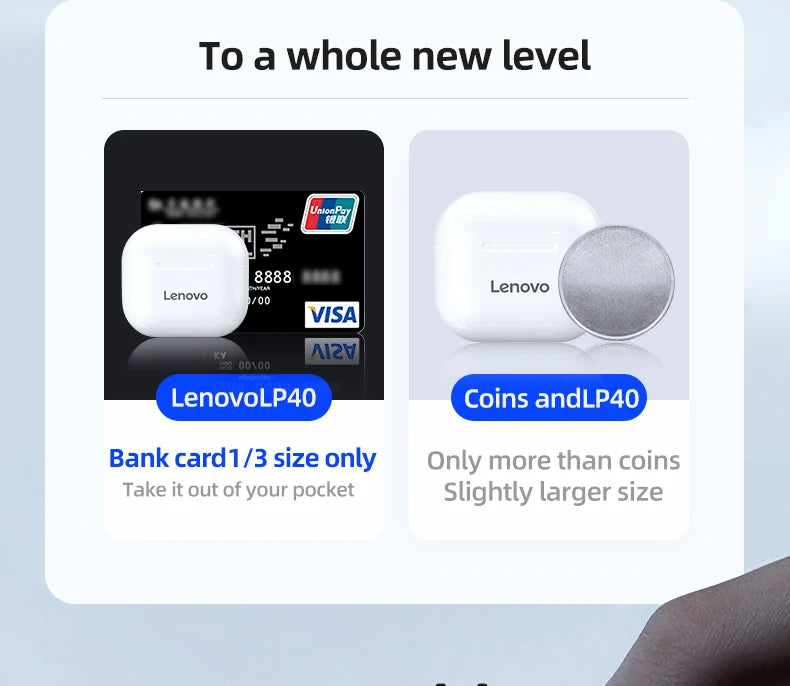 Lenovo-Écouteurs Bluetooth sans fil LP40 TWS, casque à commande tactile, casque de jeu, appel HD avec micro, écouteurs, nouveau choix, 2025