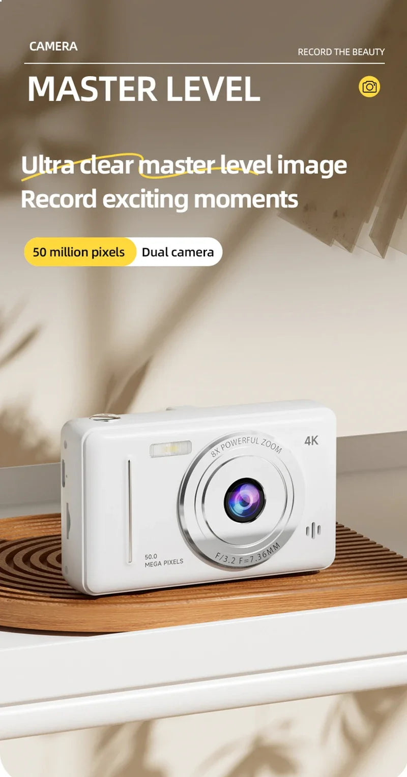 Xiaomi 4K appareil photo numérique rétro CCD Portable carte caméra d'entrée de gamme double caméra Flash 50 millions de Pixels mise au point automatique