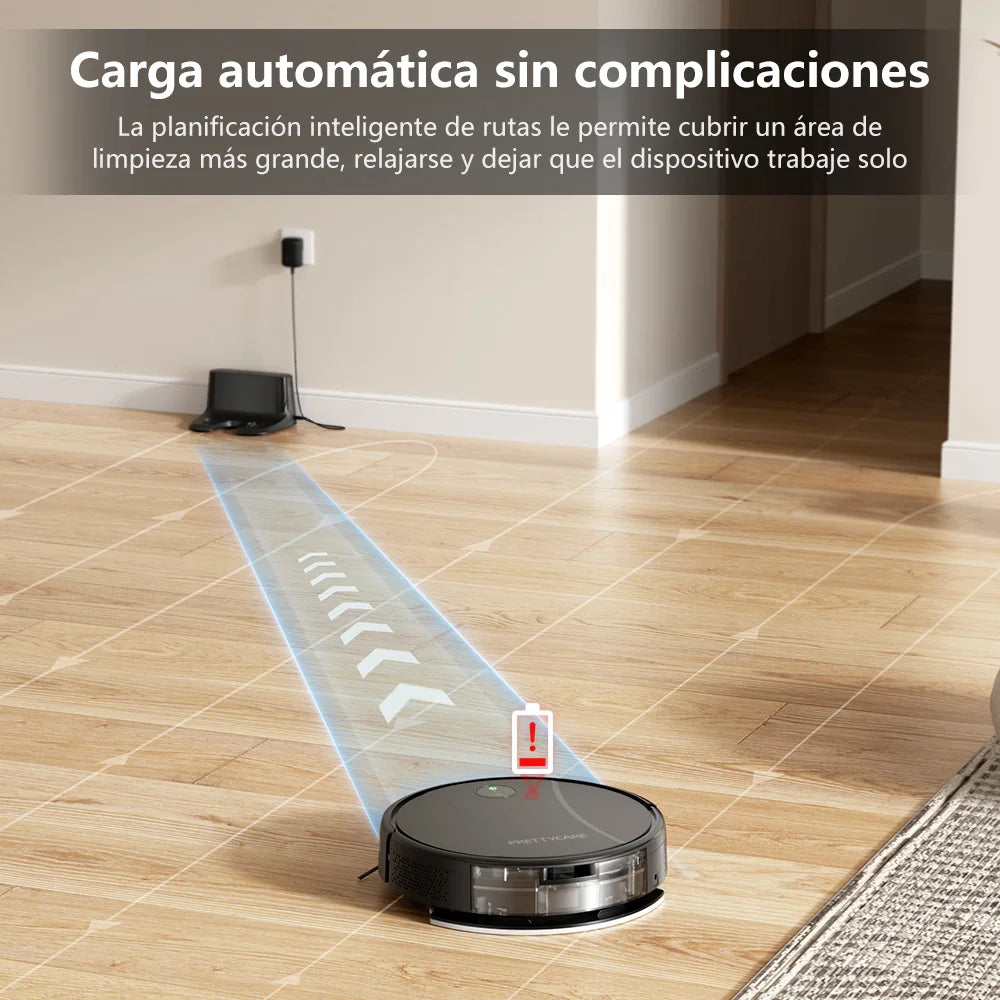 PrettyCare-Aspirateur Robot C2 avec Auto Carpet Boost, Aspirateur de Sol, Aspiration 4000Pa, Alexa, WiFi, App