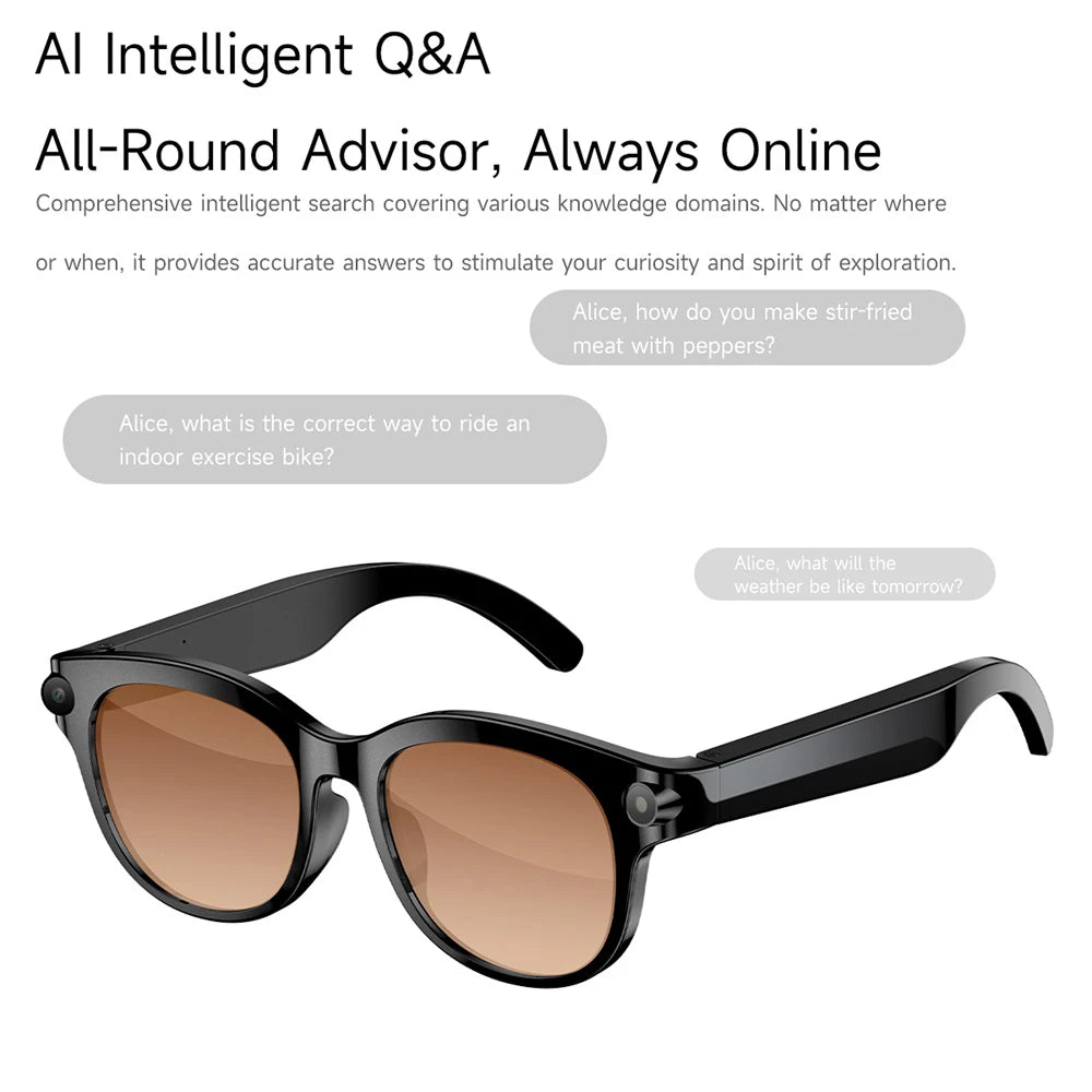 AI lunettes intelligentes traduction en temps réel double caméra Bluetooth appel lunettes de soleil tirer Audio vidéo lecteur de musique multifonctionnel hommes