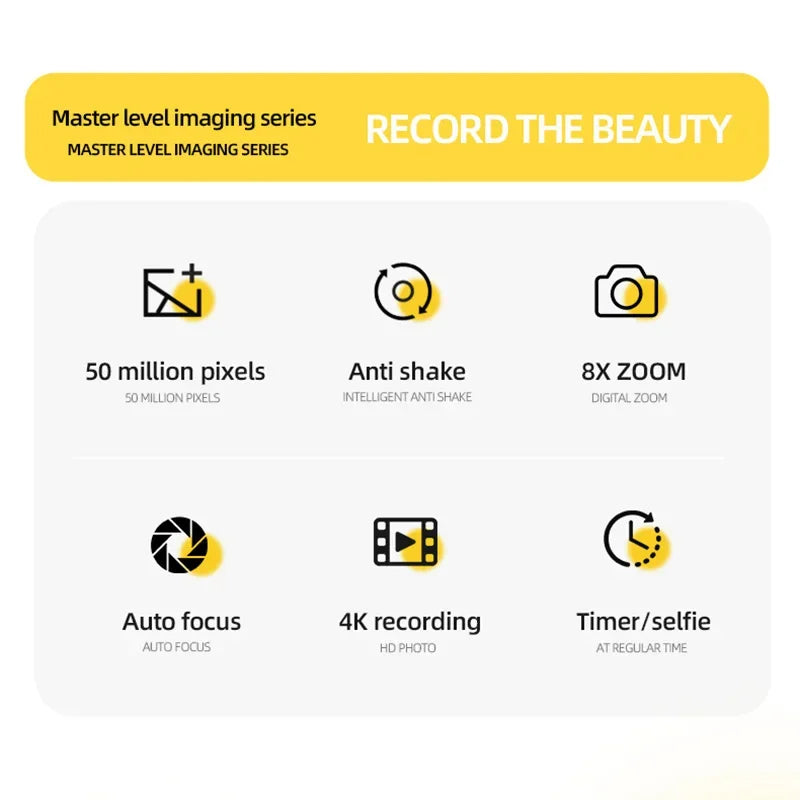 Xiaomi 4K appareil photo numérique rétro CCD Portable carte caméra d'entrée de gamme double caméra Flash 50 millions de Pixels mise au point automatique