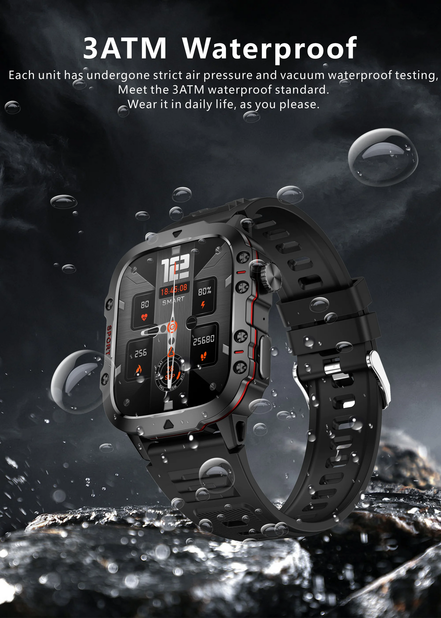 Montre intelligente militaire robuste pour hommes, montres d'extérieur lP68, étanche, 2024 ", voix Al, appel Bluetooth, montre intelligente pour Android LOS, 2.01