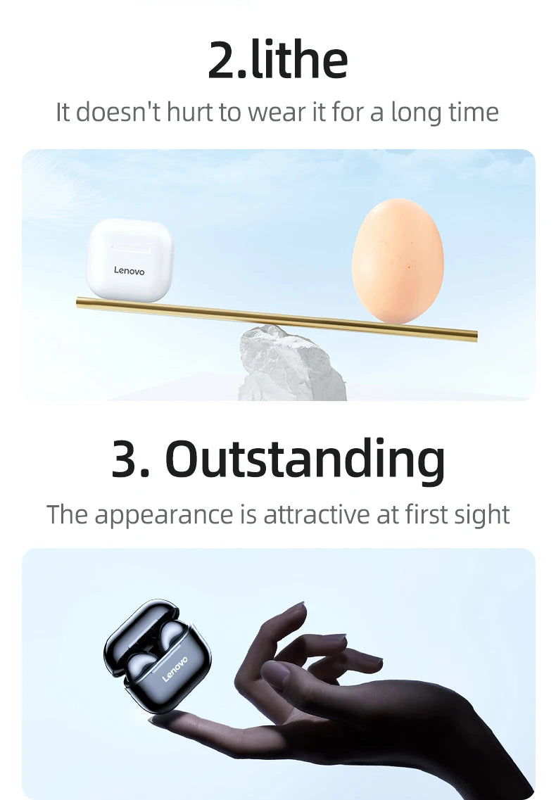 Lenovo-Écouteurs Bluetooth sans fil LP40 TWS, casque à commande tactile, casque de jeu, appel HD avec micro, écouteurs, nouveau choix, 2025