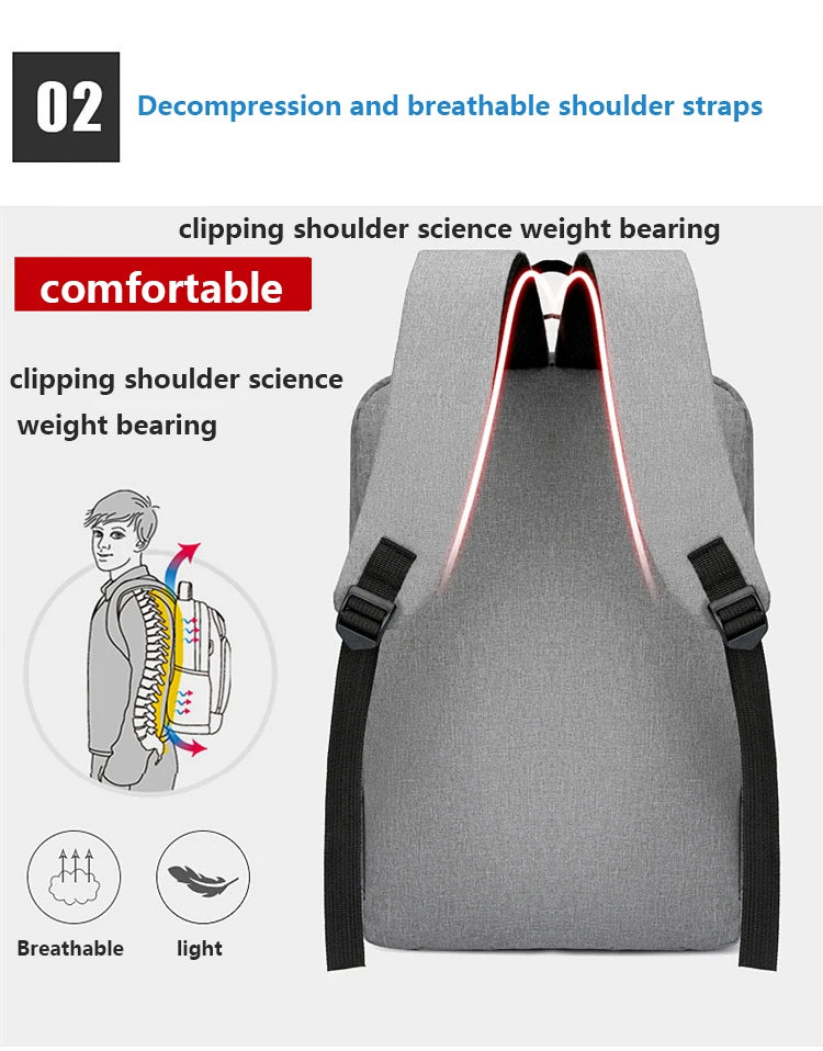 Sac à dos d'affaires étanche pour hommes, sacs à dos d'école USB, sac à dos pour ordinateur portable de 15.6 pouces, sacs à dos de grande capacité pour hommes