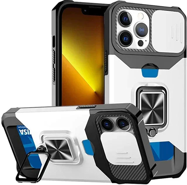 Coque pour iPhone 17,  Pro et Pro Max Protection robuste avec couvercle de caméra coulissant et couvercle à Clip pour carte