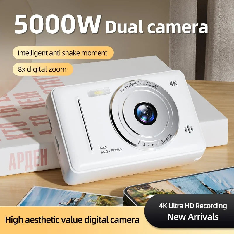 Xiaomi 4K appareil photo numérique rétro CCD Portable carte caméra d'entrée de gamme double caméra Flash 50 millions de Pixels mise au point automatique