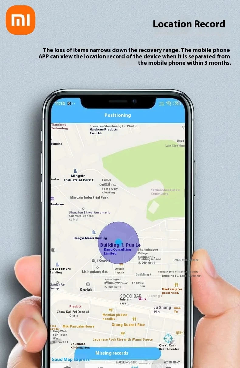 Xiaomi – traceur GPS intelligent Airtag Bluetooth 5.3, fonctionne avec le système Android iOS, Mini localisateur d'étiquette d'air, sac pour enfants, détecteur mural de clé