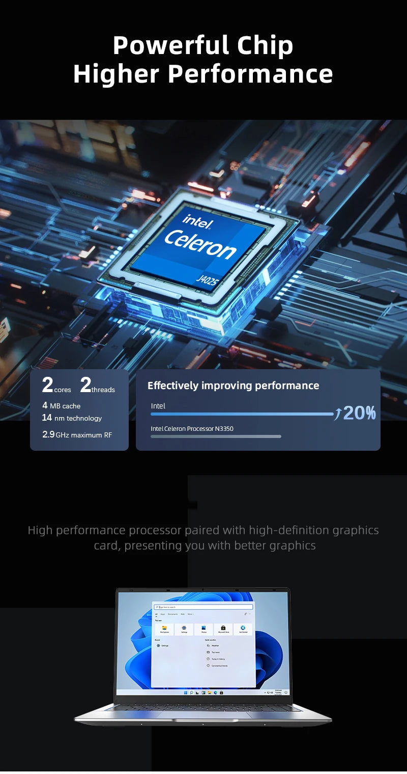 Ordinateur portable Windows 11 Intel Celeron J4025 2025, ordinateur portable Gamer, 12 Go de RAM, 512 Go, 1 To SSD, 1920x1080, ordinateur de bureau, nouveau