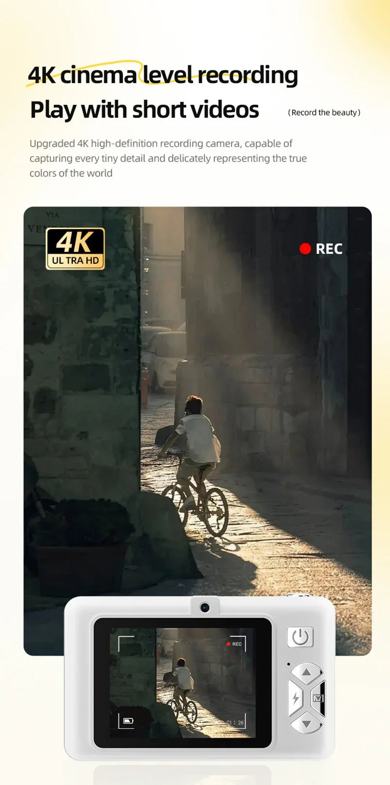 Xiaomi 4K appareil photo numérique rétro CCD Portable carte caméra d'entrée de gamme double caméra Flash 50 millions de Pixels mise au point automatique