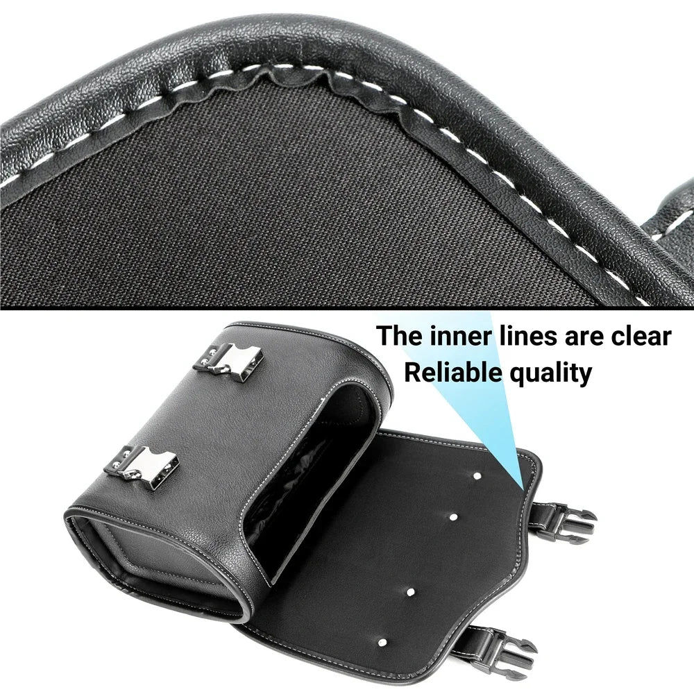 Sacoches de moto universelles, sac de fourche, pochette de bagage en cuir PU, sac à outils latéral