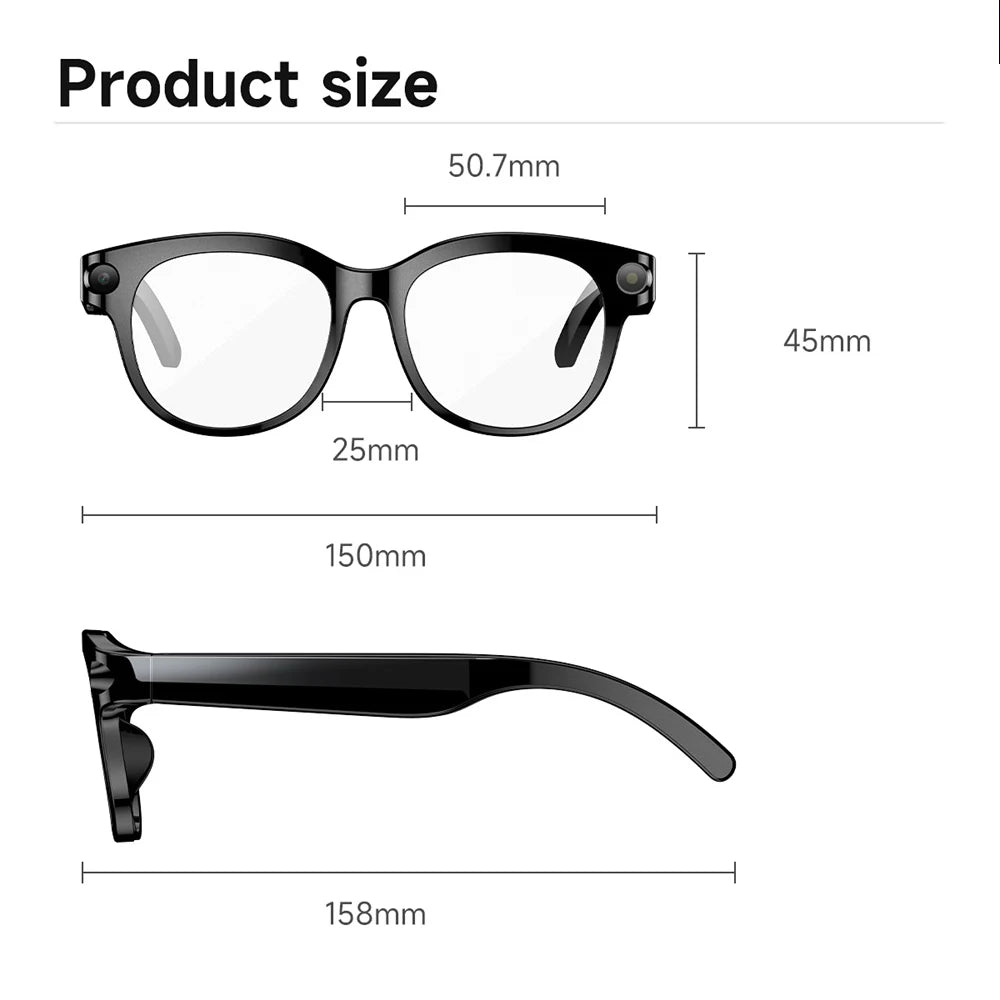 AI lunettes intelligentes traduction en temps réel double caméra Bluetooth appel lunettes de soleil tirer Audio vidéo lecteur de musique multifonctionnel hommes