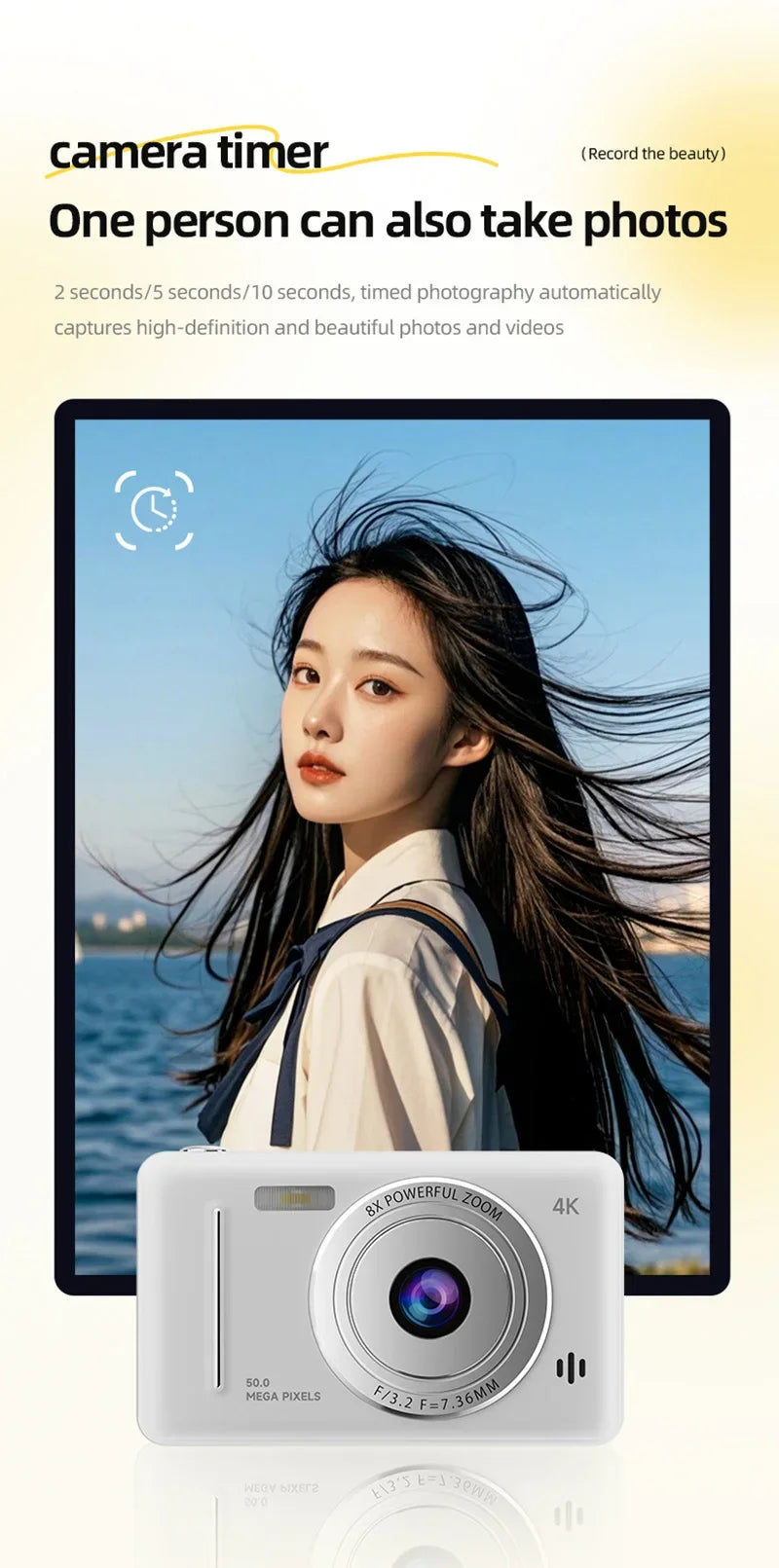 Xiaomi 4K appareil photo numérique rétro CCD Portable carte caméra d'entrée de gamme double caméra Flash 50 millions de Pixels mise au point automatique