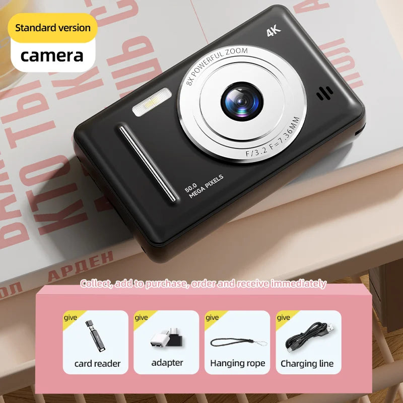 Xiaomi 4K appareil photo numérique rétro CCD Portable carte caméra d'entrée de gamme double caméra Flash 50 millions de Pixels mise au point automatique