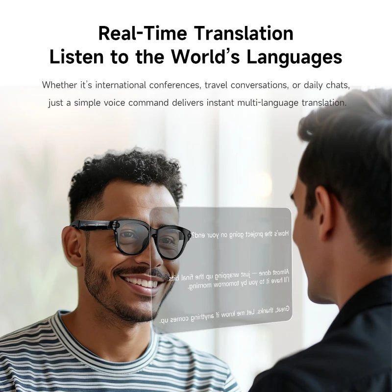 AI lunettes intelligentes traduction en temps réel double caméra Bluetooth appel lunettes de soleil tirer Audio vidéo lecteur de musique multifonctionnel hommes