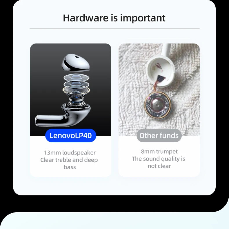 Lenovo-Écouteurs Bluetooth sans fil LP40 TWS, casque à commande tactile, casque de jeu, appel HD avec micro, écouteurs, nouveau choix, 2025