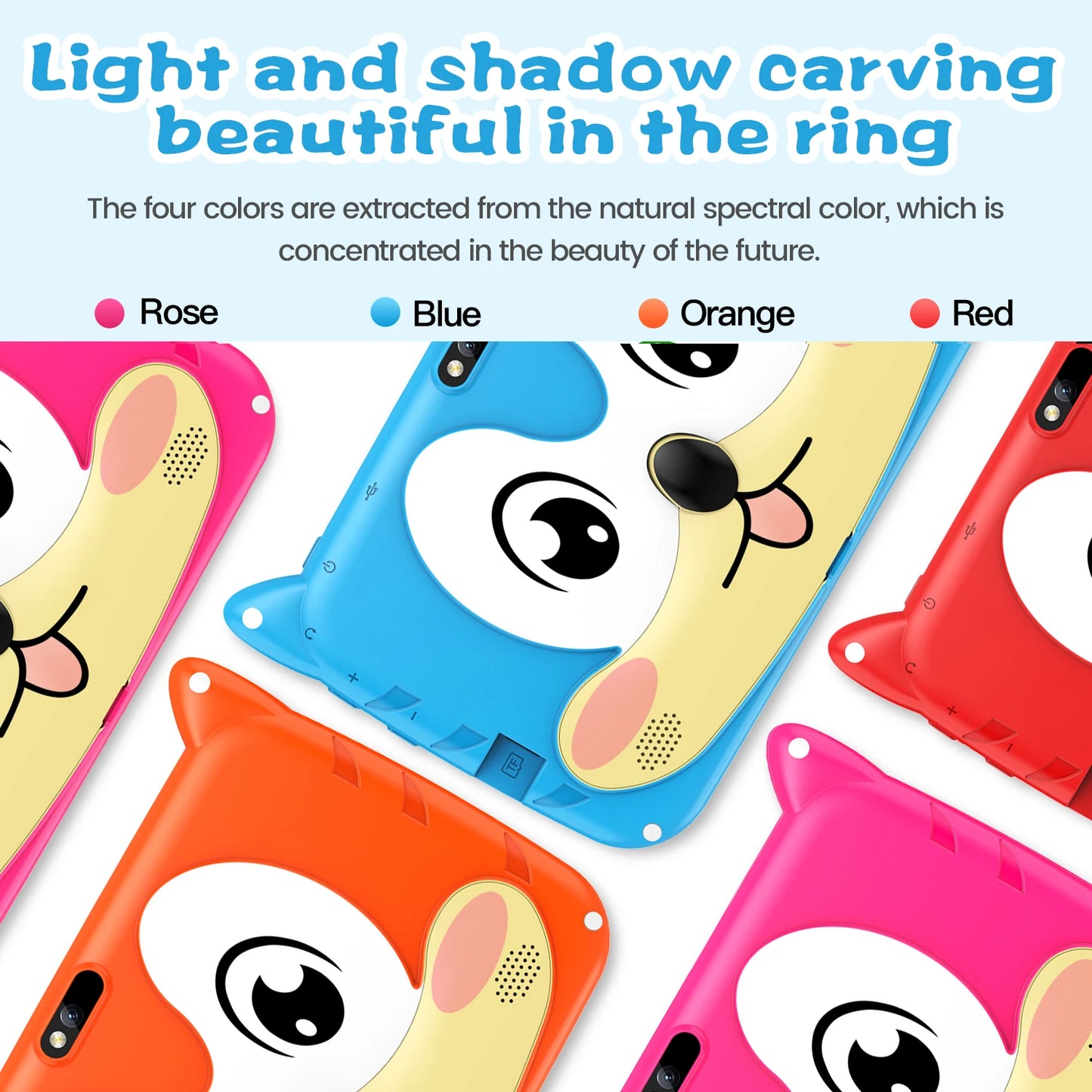 BDF dessin animé modèle 7 pouces enfants tablette Quad Core 4GB RAM 64GB ROM Android 13 Google apprentissage jeux éducatifs tablettes 4000mAh