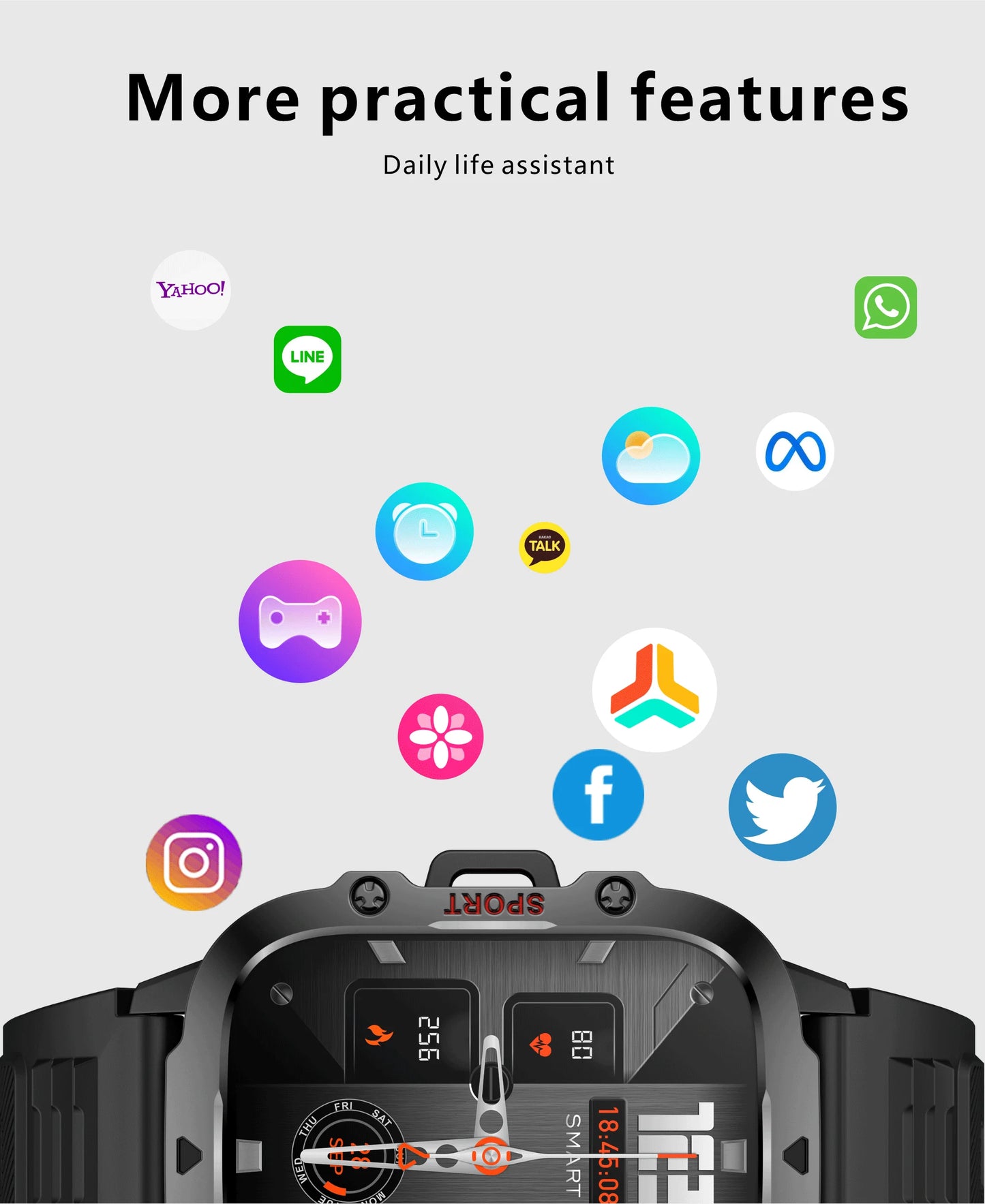 Montre intelligente militaire robuste pour hommes, montres d'extérieur lP68, étanche, 2024 ", voix Al, appel Bluetooth, montre intelligente pour Android LOS, 2.01