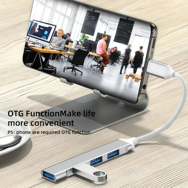Hub USB 4 Ports à Haute Vitesse pour Téléphone et Ordinateur