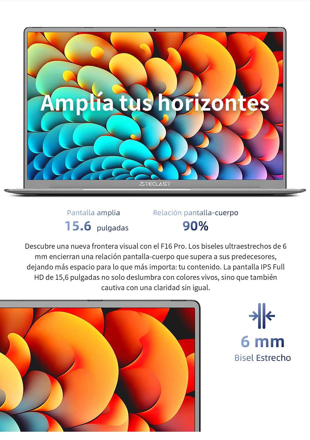 TECLAST-Ordinateur portable F16Pro avec clavier rétro4.2, 15.6 pouces, 16 Go de RAM, 512 Go de SSD, processeur Intel N95, écran IPS FHD 1080P, WiFi 6, BT 5.0, USB 3.2, 38000mWh