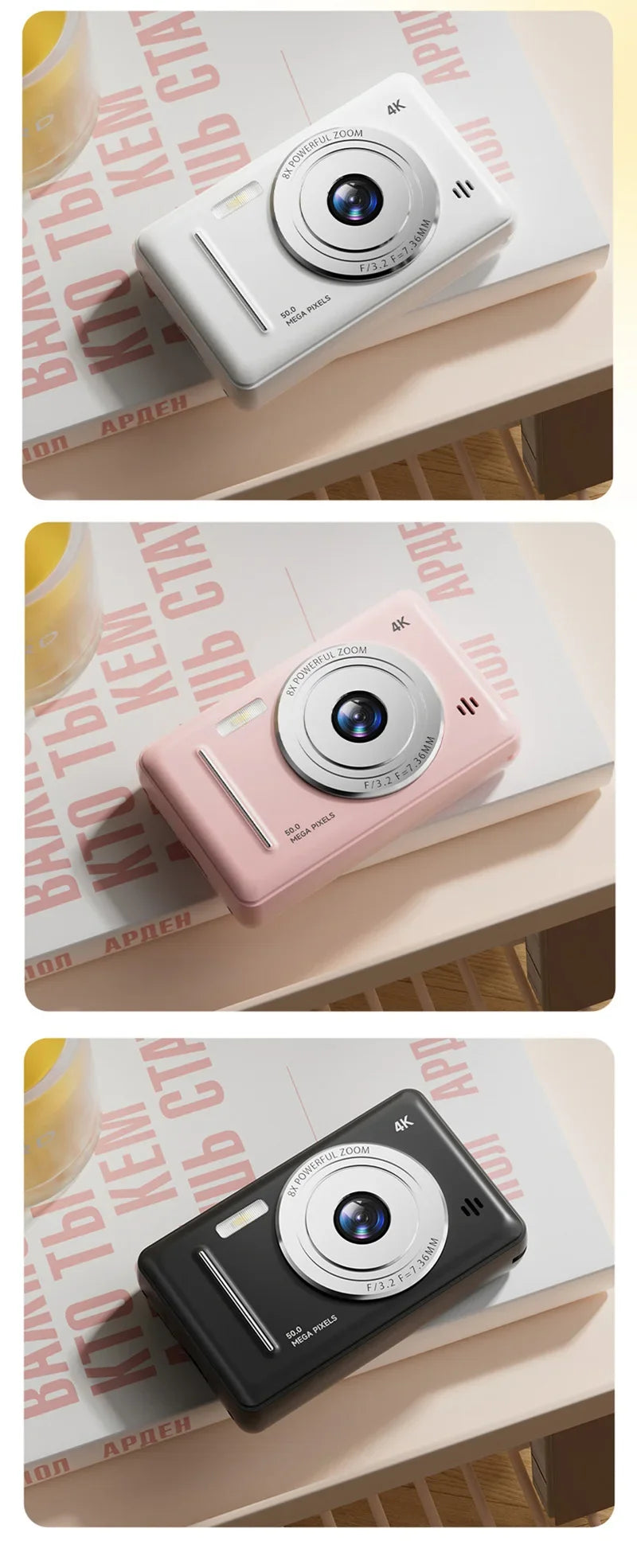 Xiaomi 4K appareil photo numérique rétro CCD Portable carte caméra d'entrée de gamme double caméra Flash 50 millions de Pixels mise au point automatique