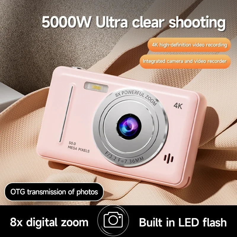 Xiaomi 4K appareil photo numérique rétro CCD Portable carte caméra d'entrée de gamme double caméra Flash 50 millions de Pixels mise au point automatique