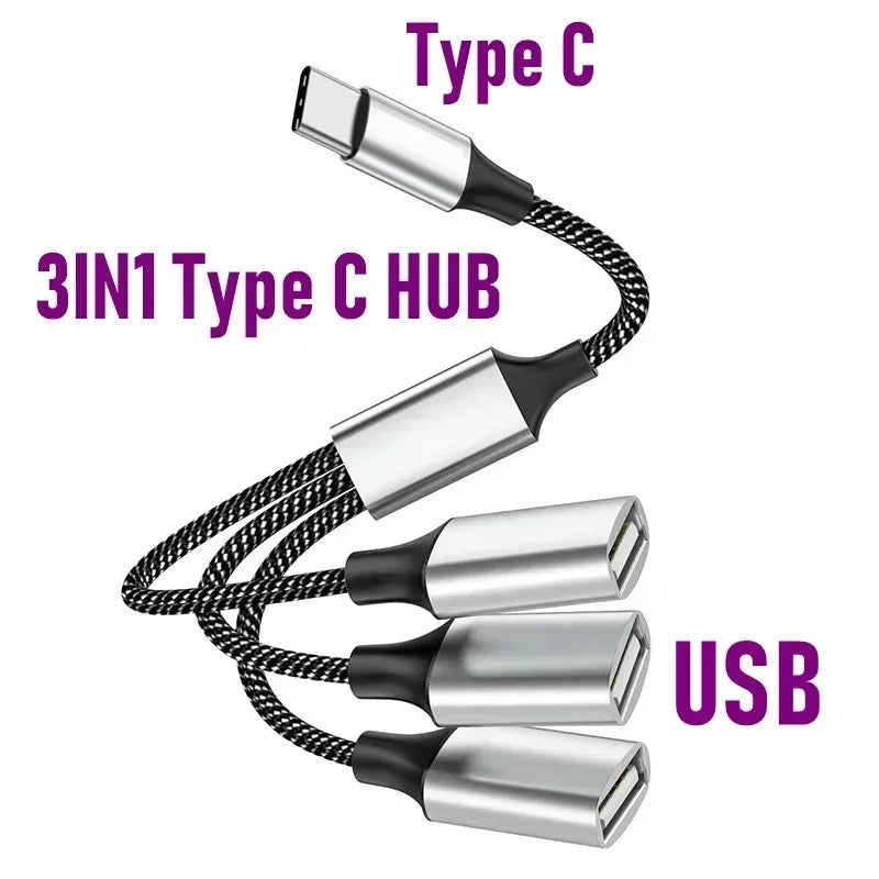 Répartiteur de Hub USB de Type C à 4 ports, Transmission rapide de données, adaptateur OTG Extensions de Hub USB multi-appareils
