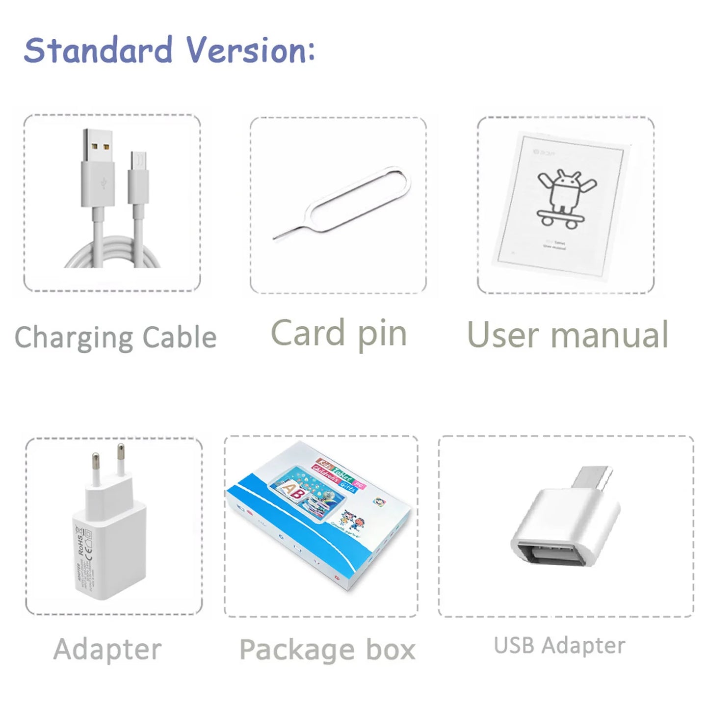 BDF dessin animé modèle 7 pouces enfants tablette Quad Core 4GB RAM 64GB ROM Android 13 Google apprentissage jeux éducatifs tablettes 4000mAh