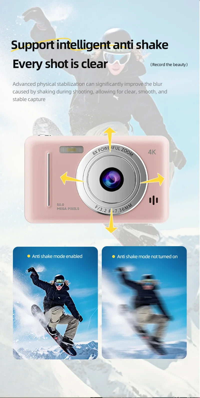 Xiaomi 4K appareil photo numérique rétro CCD Portable carte caméra d'entrée de gamme double caméra Flash 50 millions de Pixels mise au point automatique