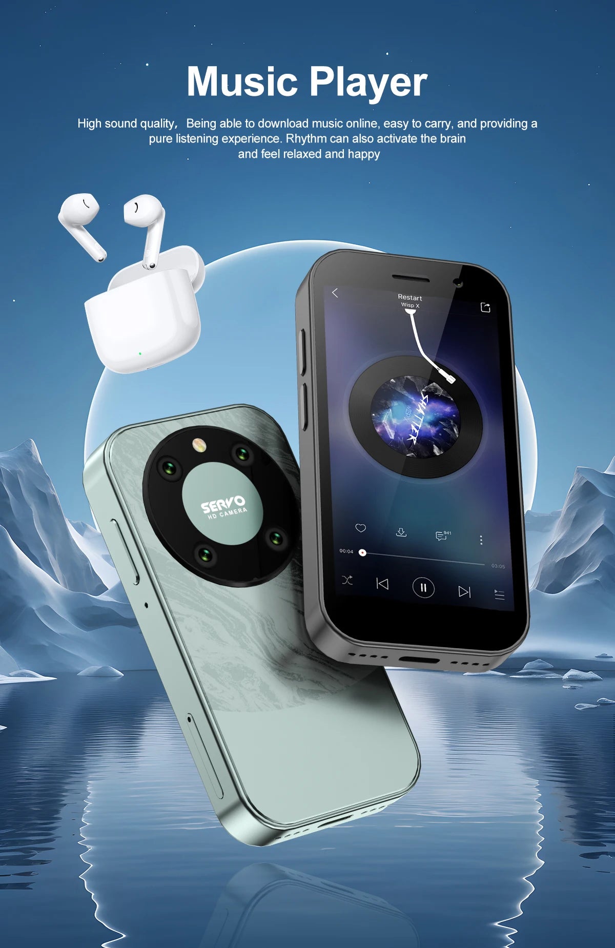 SERVO KING9000, petit téléphone portable Smartphone, écran HD 3.0 ", Android 10.0, réseau 4G, persévérance, 2 Go + 16 Go, 2000mAh,Reconnaissance faciale , mini téléphone portable