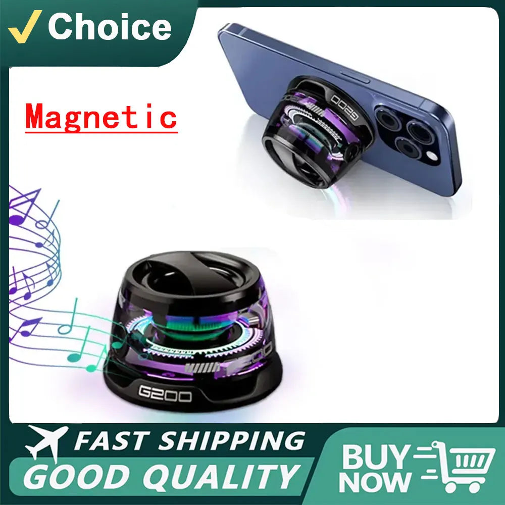 Portable Bluetooth Speaker G200 RGB Lighting Magnetic Speaker BT5.3 Mini Sound Box 7 Hours Playback Phone Holder Holiday gift